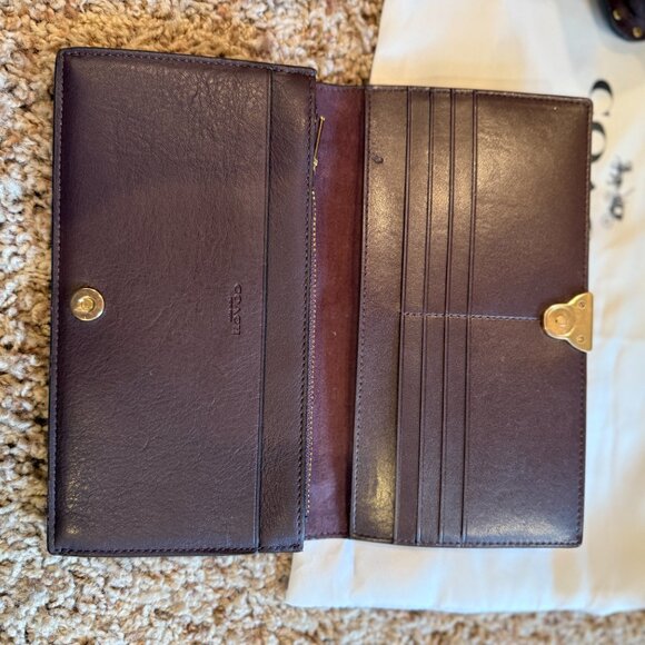 COACH® | Burgundy  double flap with gold and leather straps and wallet - Picture 12 of 14